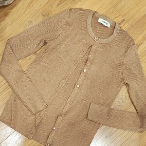 Camel Ribbed Button Cardigan